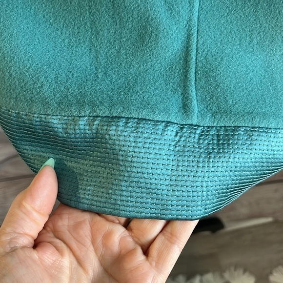 Linda Allard Ellen Tracy Blazer Wool Silk Trim Size 8 Teal Pockets - Picture 5 of 11